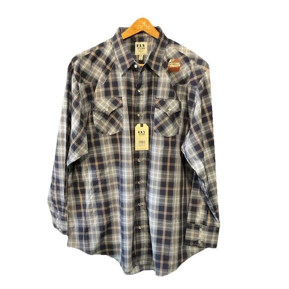 NWT Ely Cattleman Shirt 3XL Tall Men’s Plaid Western Pearl Snaps L/S Pockets - Picture 1 of 5